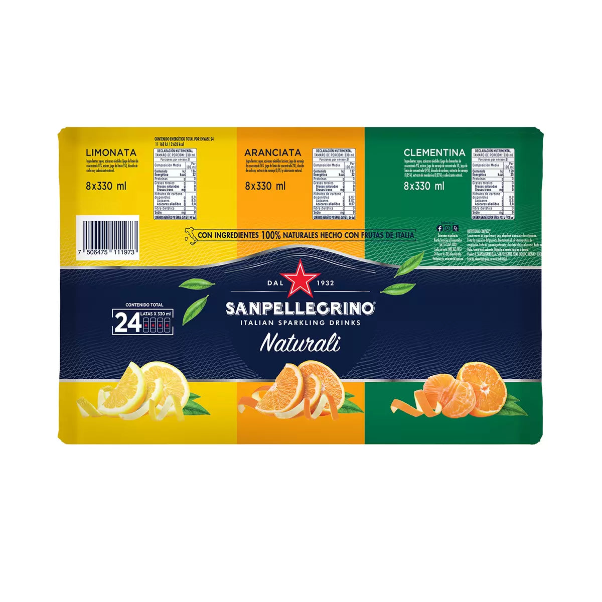 San Pellegrino Flavored Mineral Water Mix Pack, 24 x 330 ml