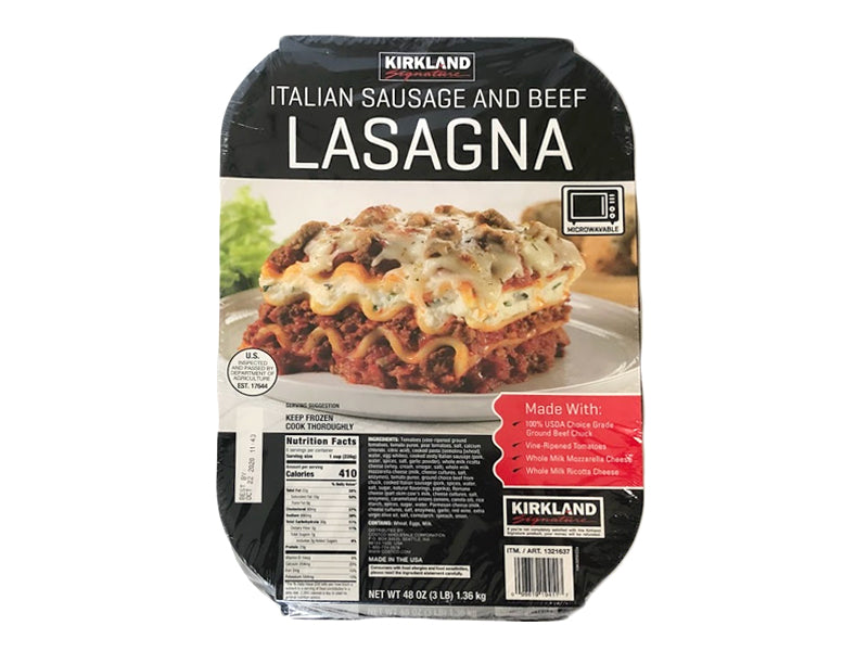 Kirkland All Natural Italian Sausage & Beef Lasagna 2/3 lb. Trays EACH
