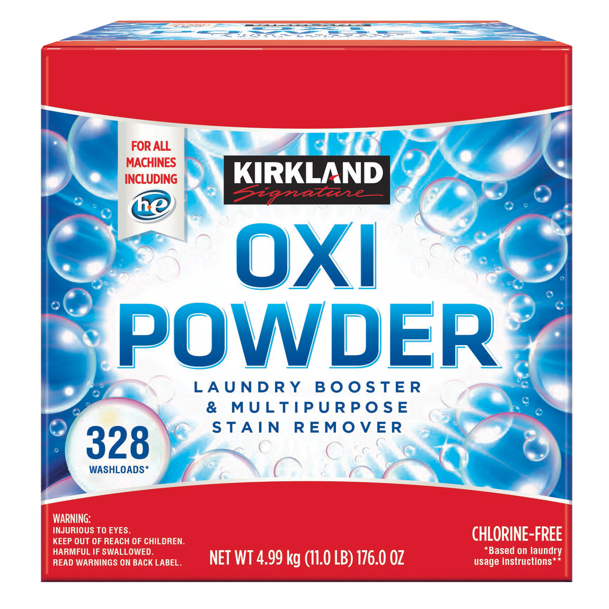 Kirkland Signature OXI Powder Laundry Booster & Multipurpose Stain Remover, HE Compatible, 11 lbs