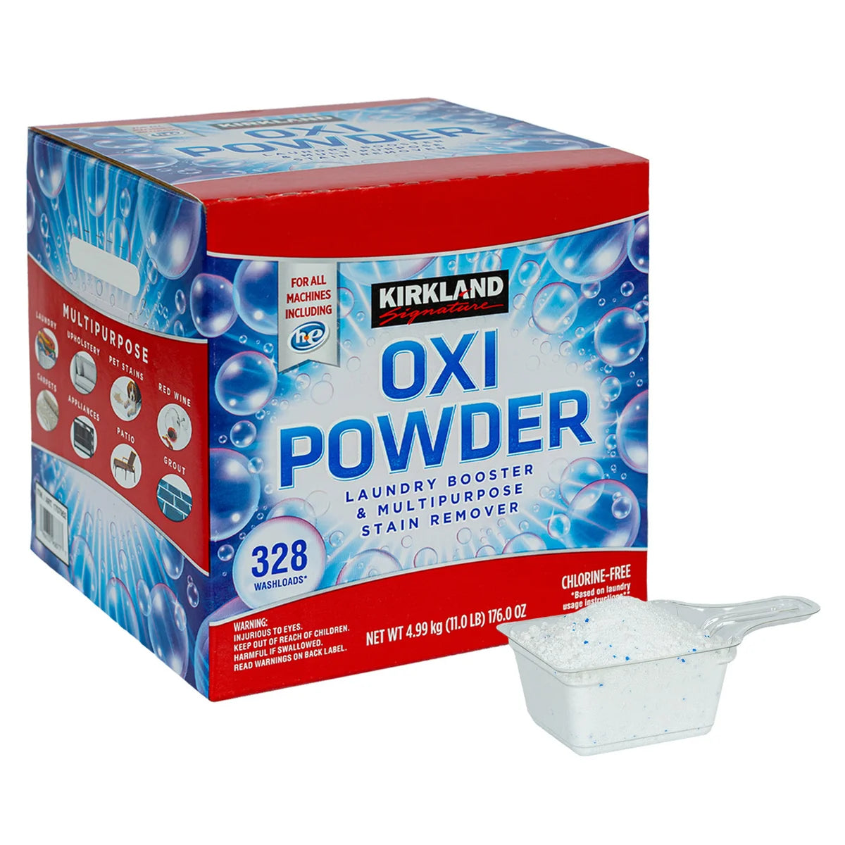 Kirkland Signature OXI Powder Laundry Booster & Multipurpose Stain Remover, HE Compatible, 11 lbs