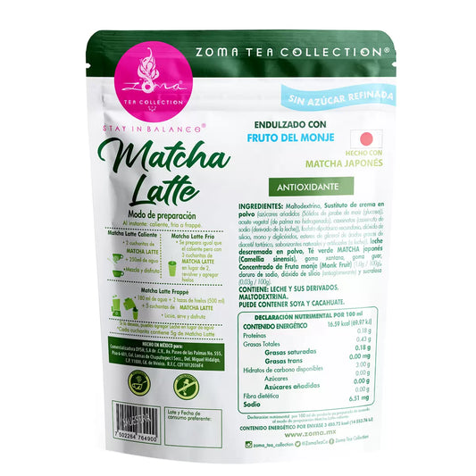 Zoma Tea Matcha Latte No Sugar Added 800 g
