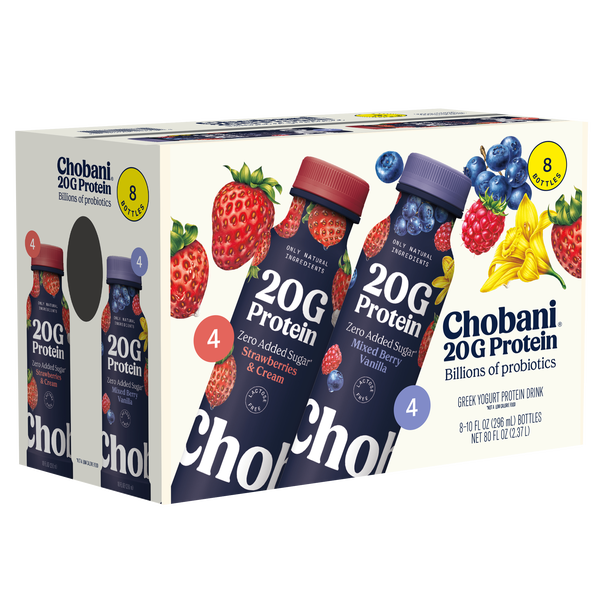 Chobani 20G Protein Drinkable Greek Yogurt, Assorted (8 x 296 ml)