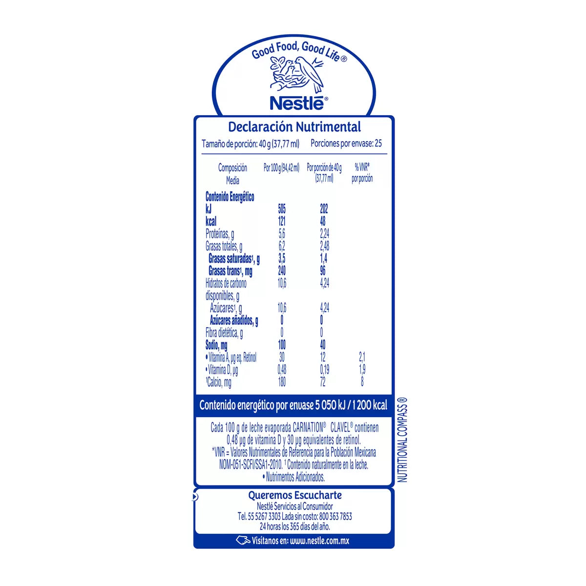 Nestlé Carnation Clavel Evaporated Milk (4-pack, 1 L each)