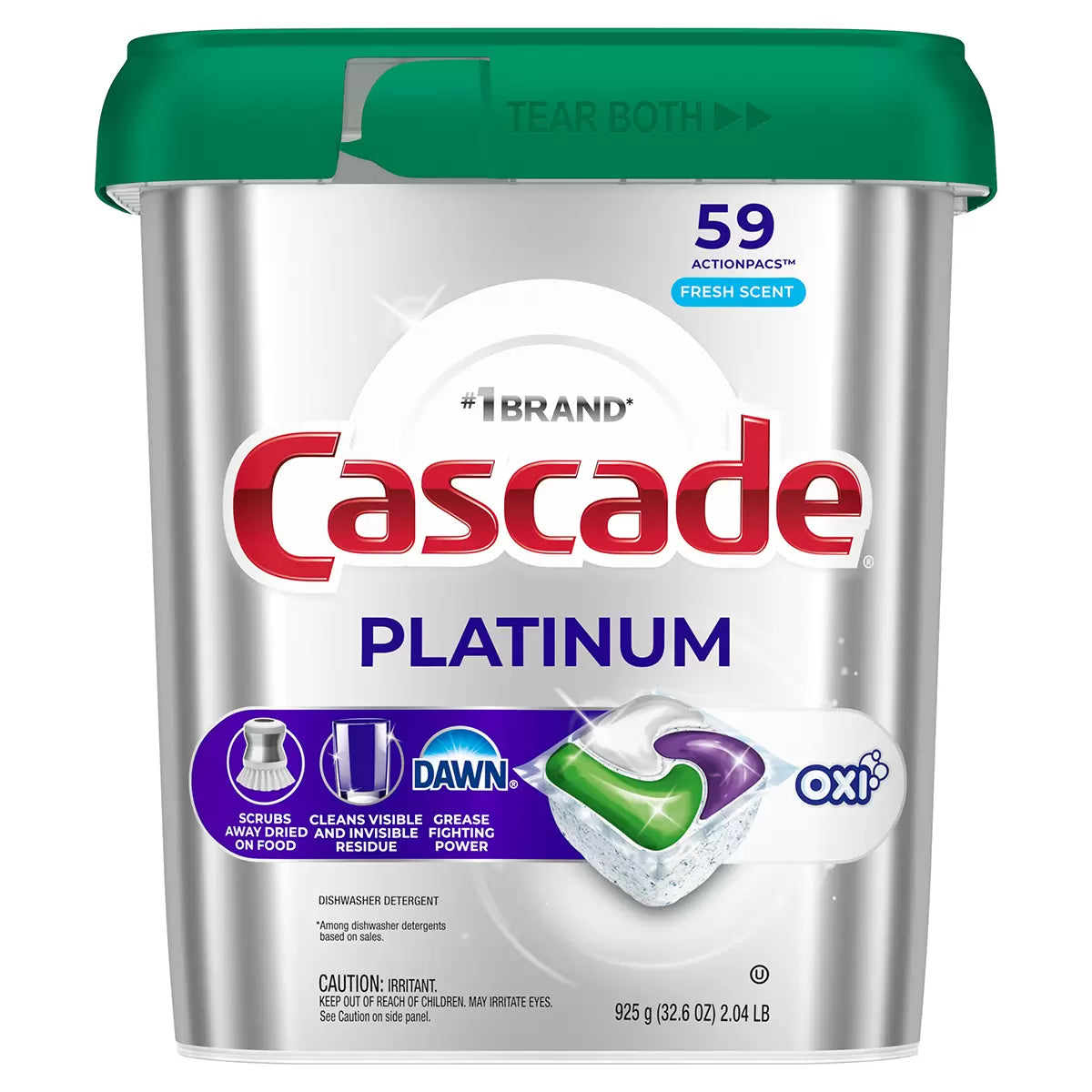 Cascade Platinum Dishwasher Detergent ActionPacs, Fresh, 59-count