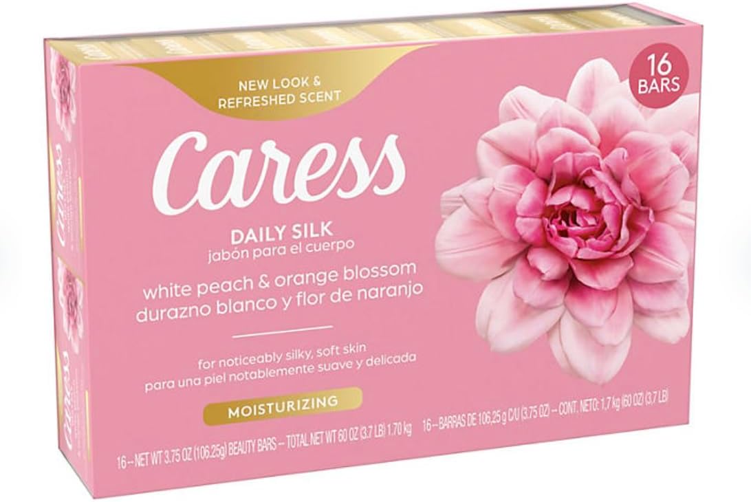 Caress Jabón Corporal en Barra con Durazno y Flor de Naranjo, Caress, 16 piezas