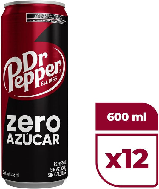 Dr Pepper Zero Sugar, 355ml Cans (Pack of 12)