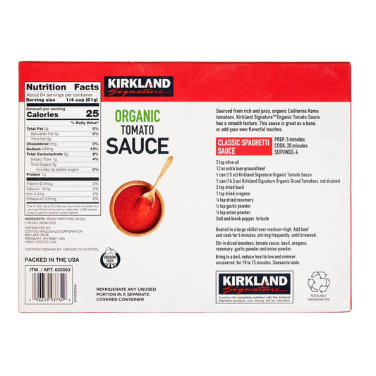 Kirkland Signature Organic Tomato Sauce 12-Count