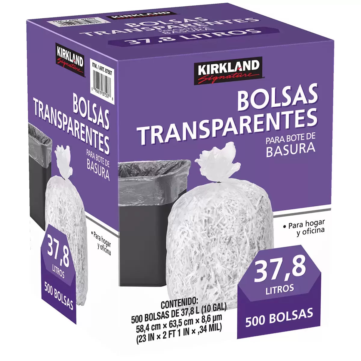 Kirkland Signature Wastebasket Liners, Clear, 10 Gallon, 500 ct