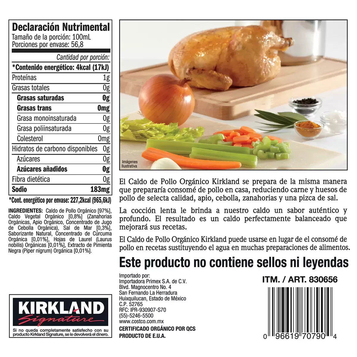 Kirkland Signature Organic Chicken Stock, 32 fl oz, 6-Count