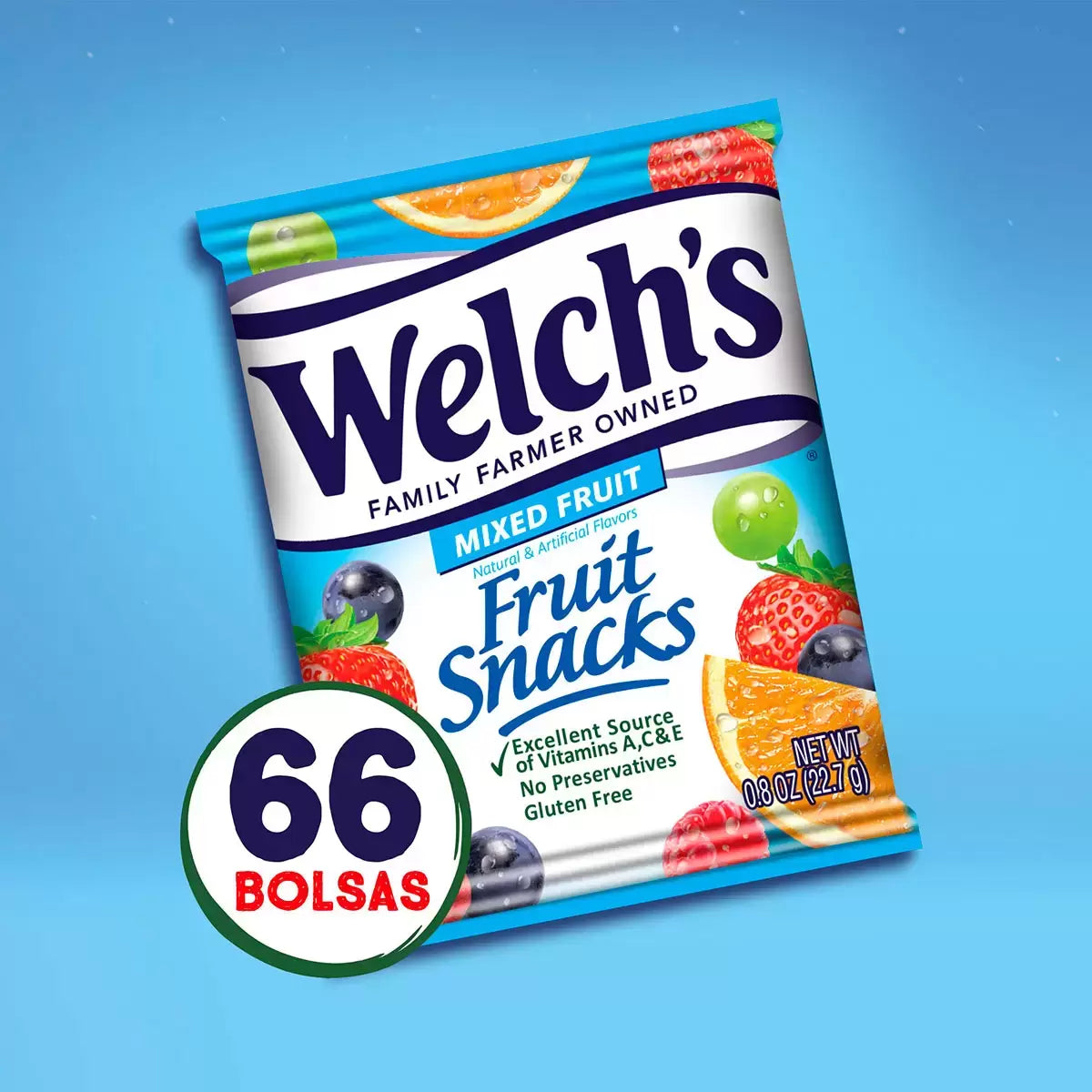 Welch's Fruit Snacks, Mixed Fruit, 0.8 oz, 90 ct