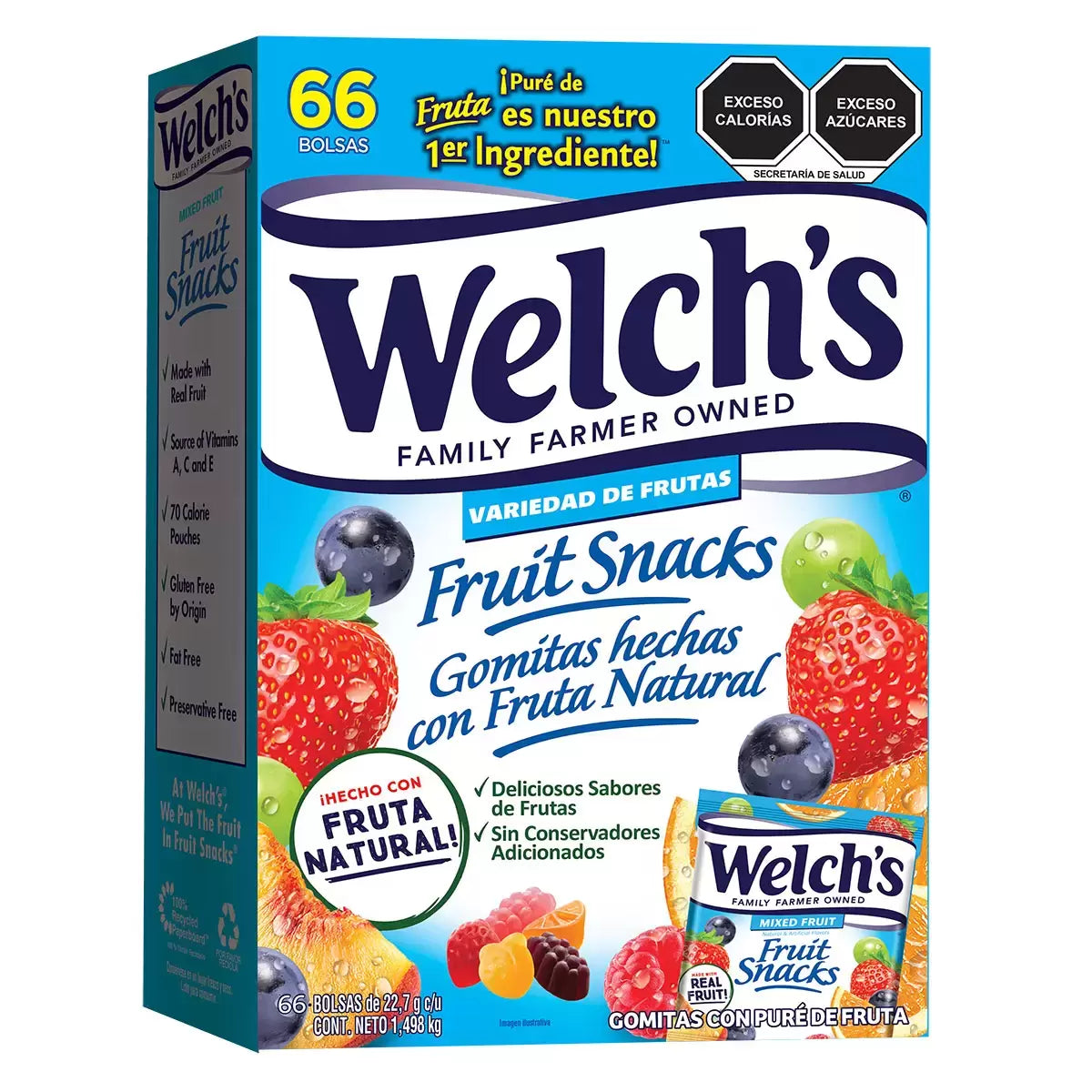 Welch's Fruit Snacks, Mixed Fruit, 0.8 oz, 90 ct