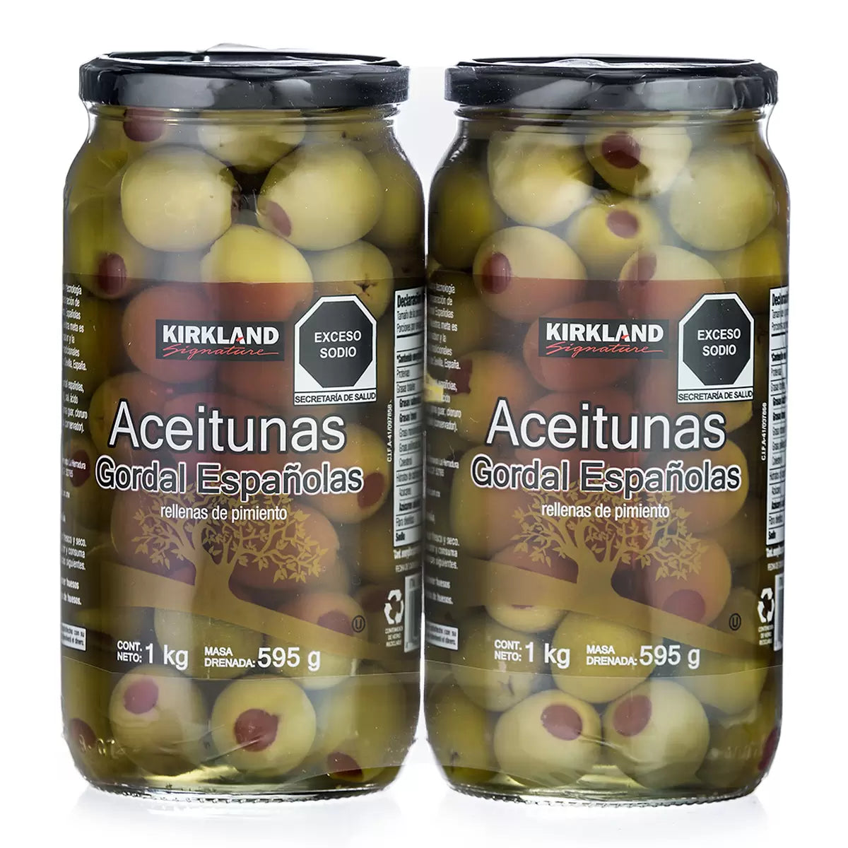 Kirkland Signature Spanish Gordal Olives Stuffed with Pimiento, 2 x 595g