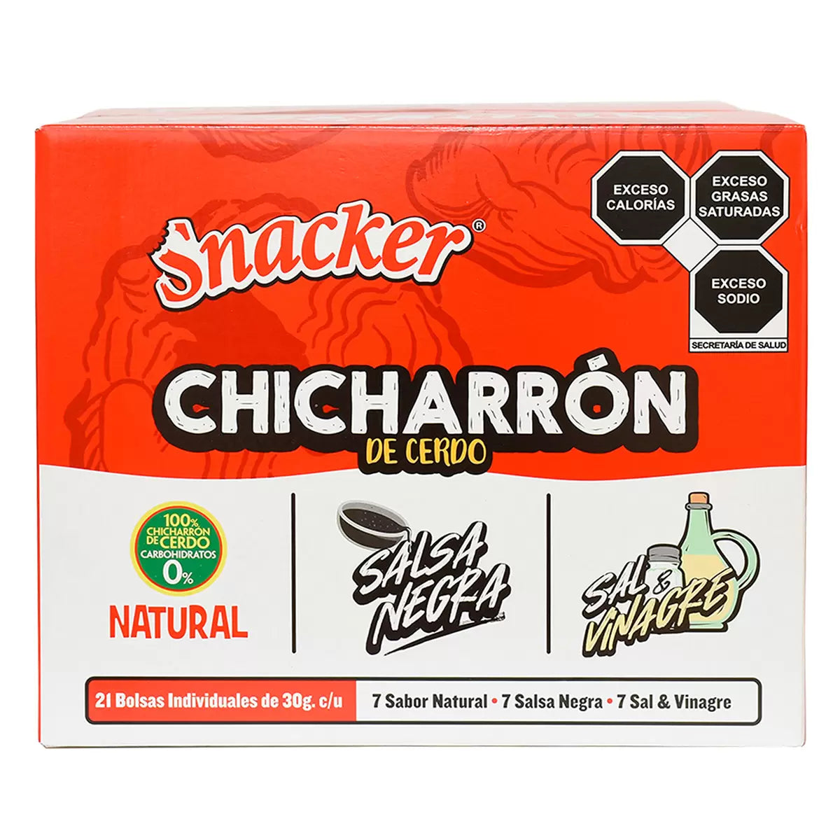 Snacker Pork Chicharron Assorted Pack 21 pieces, 30 g each