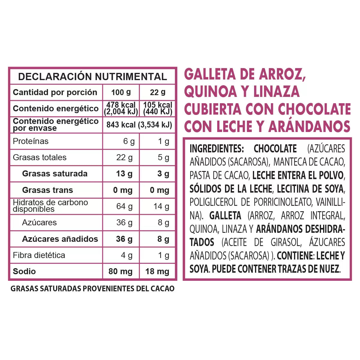 Alquimia Viva Rice, Quinoa, and Flaxseed Cookies Covered in Chocolate 352 g