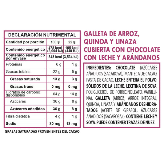 Alquimia Viva Rice, Quinoa, and Flaxseed Cookies Covered in Chocolate 352 g