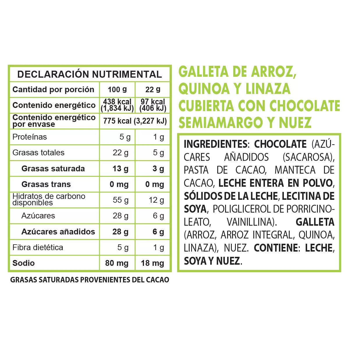 Alquimia Viva Rice, Quinoa, and Flaxseed Cookies Covered in Chocolate 352 g