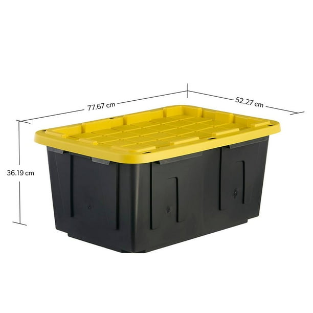 Heavy-Duty Storage Box with Yellow Lid, 102.2 L