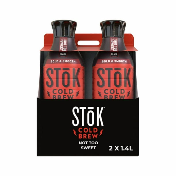 Stōk Cold Brew Black Coffee, 2 units of 1.4 L each