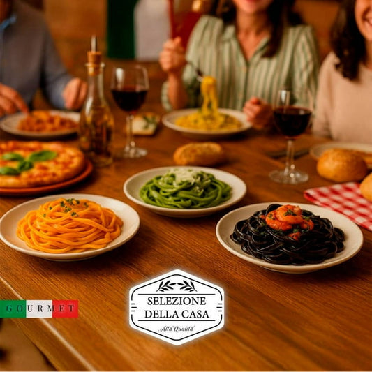 Selezione Della Casa Pasta Selection: Carrot, Spinach, and Squid Ink Fettuccine – 3 pieces (300 g each)