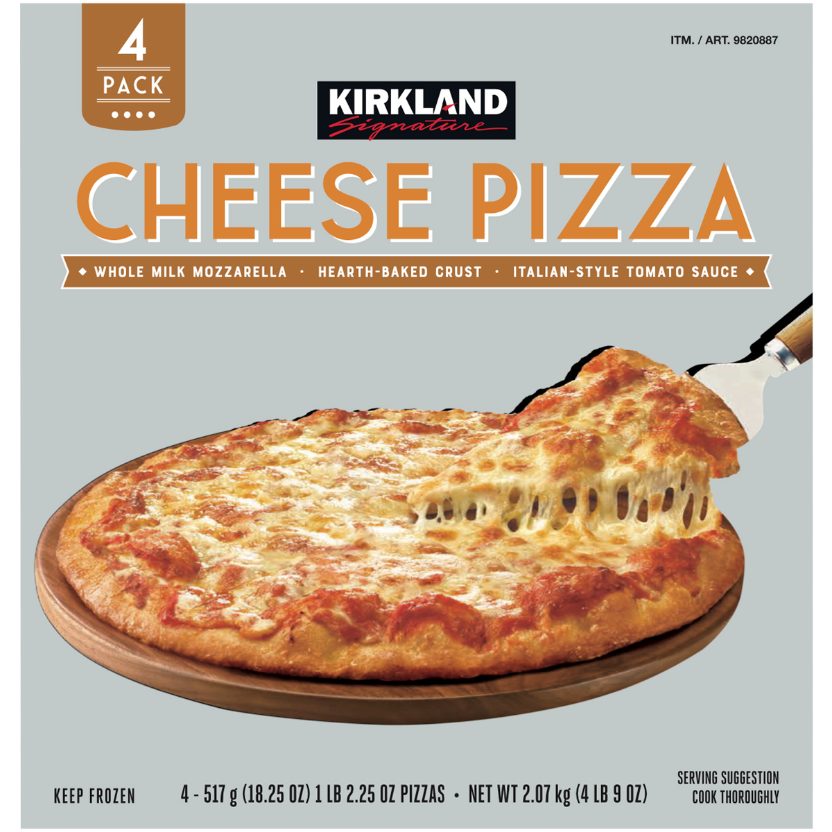 Kirkland Signature Cheese Pizza, 18.25 oz, 4 ct