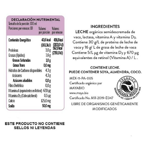 Bové: Organic Lactose-Free Semi-Skimmed Milk - 1 Liter (Shelf-Stable)