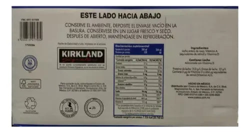 Kirkland Signature Ultra-Pasteurized Whole Milk (12-pack, 1 L each)