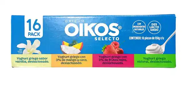 Oikos Select Greek Yogurt (in) Various Flavors, 16 pieces of 150 ml