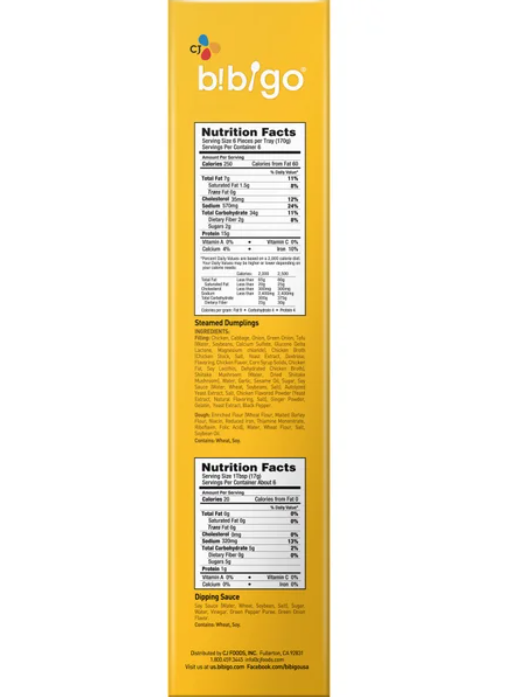 Bibigo Steamed Dumplings, Chicken & Vegetables, 36 ct