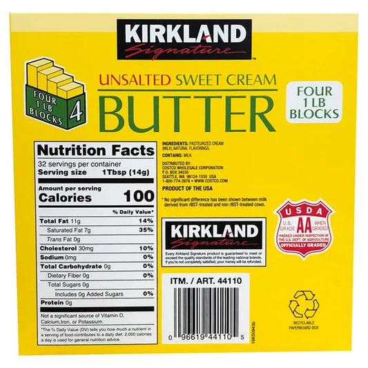 Kirkland Signature Unsalted Sweet Cream Butter (4 ct)