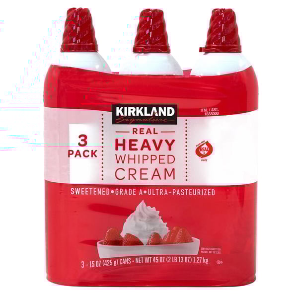 Kirkland Signature Heavy Whipped Cream, 15 oz, 3-count