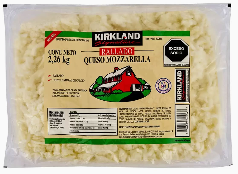 Kirkland Signature Shredded Mozzarella Cheese (2.26 kg)