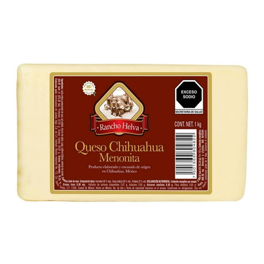 Chihuahua Mennonite Cheese - Rancho Helva (1 kg / 2.2 lb)