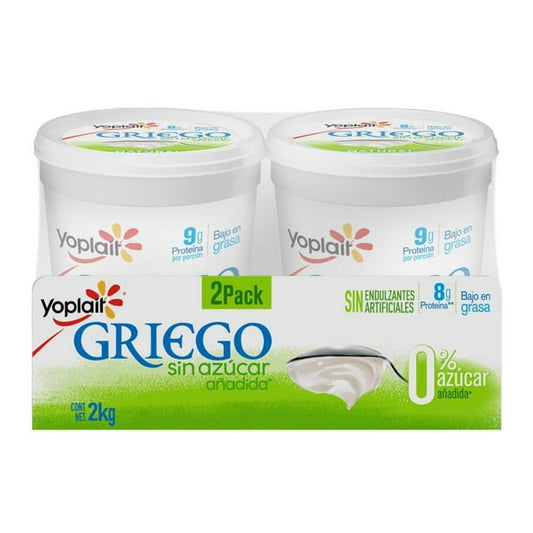 Yoplait Natural Greek Yogurt - 0% Added Sugar & High Protein (Large 2 kg Tub)
