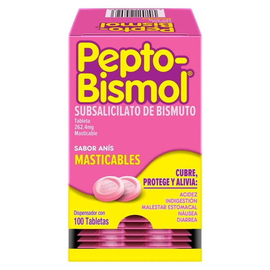 Pepto Bismol Original Flavor Chewable Tablets, Upset Stomach & Diarrhea Relief, 100 Count