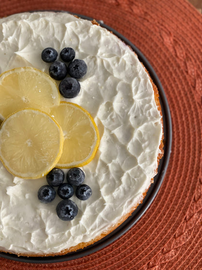 Homemade Keto Lemon and Blueberry Cake (yields approx. 8 slices)