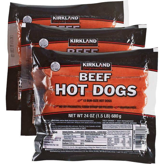 Kirkland Signature Beef Hot Dogs (3 x 680 g)