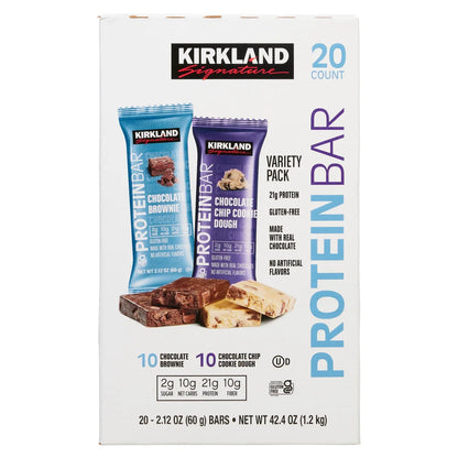 Kirkland Signature Protein Bar, Variety Pack, 2.12 oz, 20-count