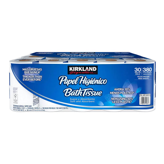 Kirkland Signature Bath Tissue, 2-Ply, 4.5" x 4", 380 Sheets, 30 ct
