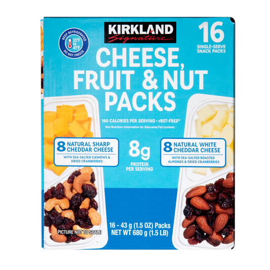 Kirkland Signature Cheese, Fruit & Nut Snack Packs, Variety Pack, 1.5 oz, 16 ct