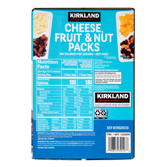 Kirkland Signature Cheese, Fruit & Nut Snack Packs, Variety Pack, 1.5 oz, 16 ct