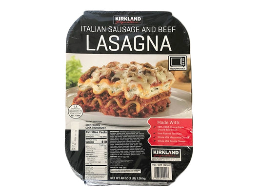 Kirkland All Natural Italian Sausage & Beef Lasagna 2/3 lb. Trays EACH