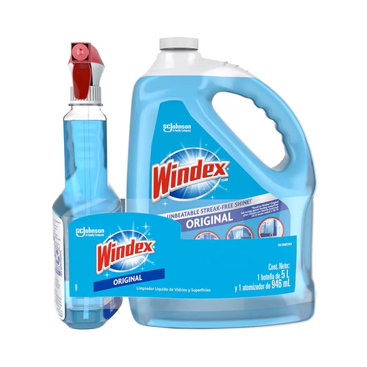 Windex Original Glass Cleaner, 32 fl oz + 169 fl oz Refill