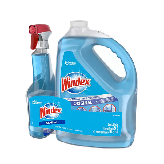 Windex Original Glass Cleaner, 32 fl oz + 169 fl oz Refill