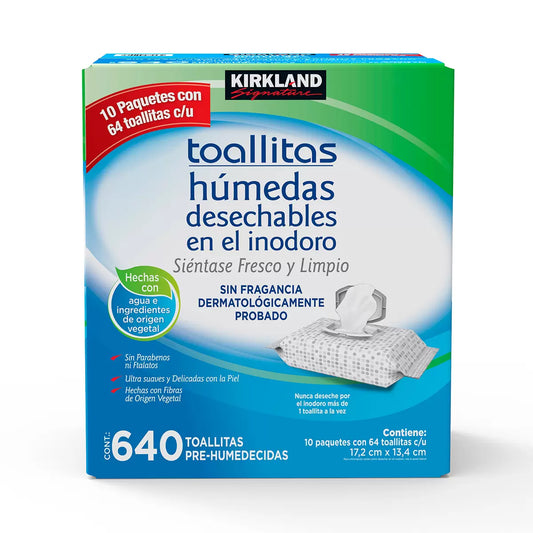 Kirkland Signature Premoistened Flushable Wipes, Fragrance Free, 640-count
