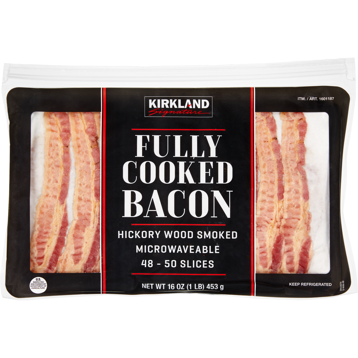Kirkland Signature Fully-Cooked Bacon, Hickory Wood Smoked, 1 lb
