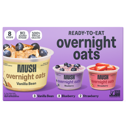 MUSH Overnight Oats, Variety Pack, 5 oz, 8 ct