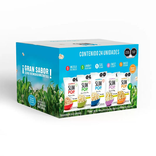 Slim Pop Assorted Popcorn, 20 bags of 18 g and 4 bags of 25 g