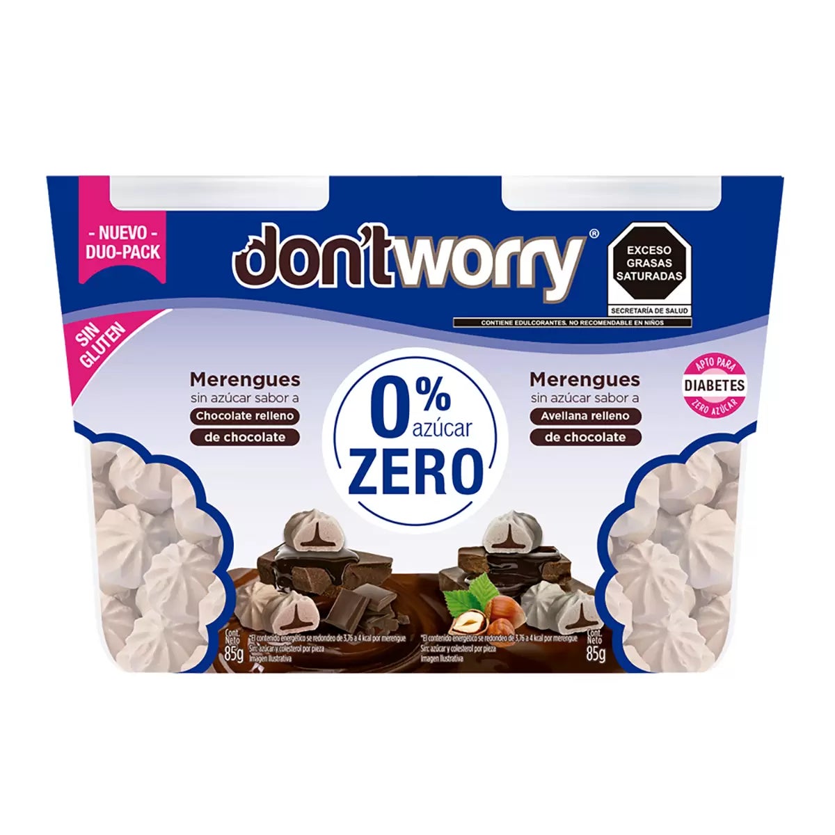 Don't Worry Chocolate Hazelnut Meringues, 85 g (Pack of 2)