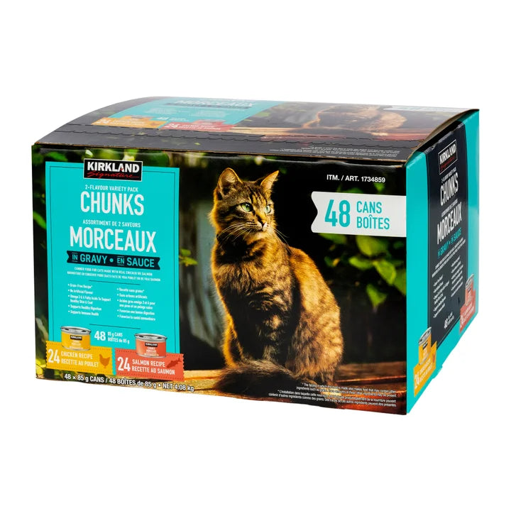Kirkland Signature Chunks in Gravy Chicken & Salmon, Cat Food (1 Piece)