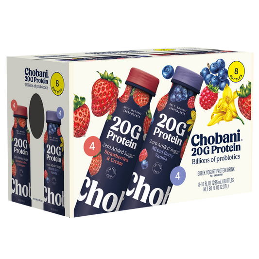 Chobani 20G Protein Drinkable Greek Yogurt, Assorted (8 x 296 ml)